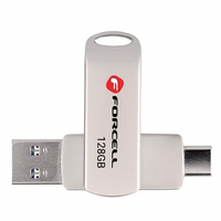 FORCELL F-DATA USB atmintinė Metal Duo 128GB USB3.2 Gen 1 (USB A / Type C) sidabrinė