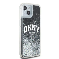 DKNY dėklas telefonui iPhone 15 6,1" HC DKHCP15SLBNAEK juodas HC skysti blizgučiai su arkinis logotipas