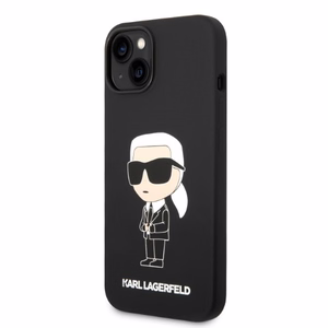 Karl Lagerfeld silikoninis Ikonik dėklas telefonui iPhone 14 Plus - juodas