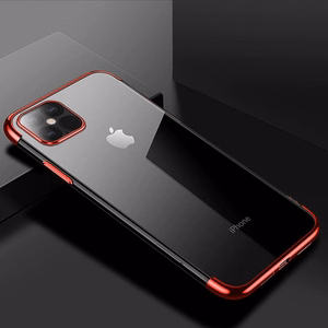 Skaidrus spalvotas dėklas Gel TPU su elektroplokštės rėmeliu Xiaomi Mi 11 raudonas