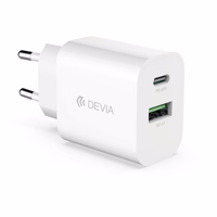 "Devia" sieninis įkroviklis "Smart PD" 1x USB-C 1x USB 20W, baltas