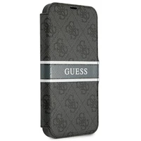 Guess GUBKP13S4GDGR iPhone 13 mini 5.4" pilkas/pilkas knygos tipo dėklas 4G Stripe