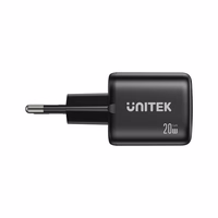 Unitek GaN tinklo įkroviklis USB-A ir USB-C 20W juodas