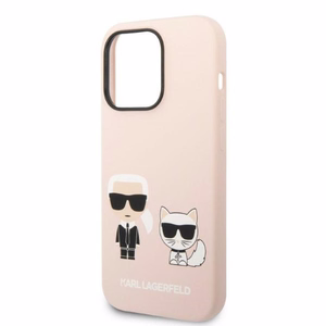 Karl Lagerfeld KLHMP14XSSKCI iPhone 14 Pro Max 6.7" kietas dėklas šviesiai rožinis/šviesiai rožinis Silikoninis Karl & Choupette Magnetinis