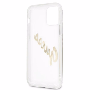 Guess GUHCP12MKTRSVGO iPhone 12/12 Pro 6.1" Skaidrus kietas dėklas Vintage Script Auksinis