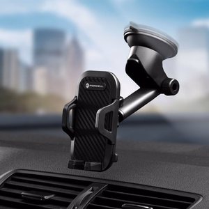 Automobilinis universalus telefono laikiklis Forcell regular arm tvirtinamas ant prietaisų skydelio, juodas