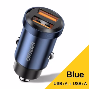 Automobilinis įkroviklis Essager Gyro Mini mėlynas 30W (2xQC3.0)