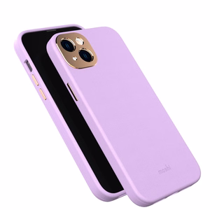 Moshi Napa dėklas, skirtas iPhone 14 Plus, suderinamas su MagSafe, veganiškos odos, „Lavender Purple“ spalvos