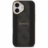 GUESS dėklas telefonui IPHONE 17, suderinamas su MagSafe GUHMP17SPG4SEMCK (PU W/ 4G Stripe) juodas