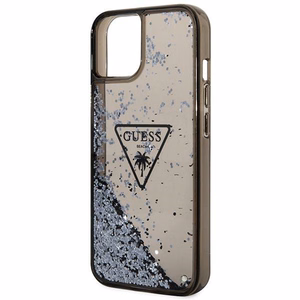 Guess GUHCP14SLFCTPK iPhone 14 6.1" juodas/juodas kietas dėklas Liquid Glitter Palm Collection