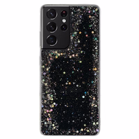 Žvilgantis skaidrus dėklas telefonui Samsung Galaxy S21 Ultra juodas