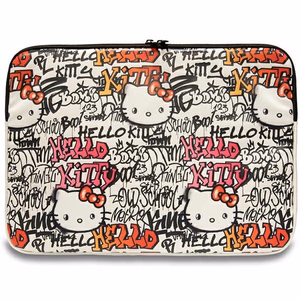 Hello Kitty PU Metal Logo dėklas 14" nešiojamam kompiuteriui - smėlinis