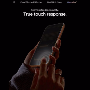 Spigen Glas.tR EZ Fit privatumo grūdintų apsauginių stiklų rinkinys iPhone 16 Pro Max / 17 Pro Max telefonams – 2 vnt.