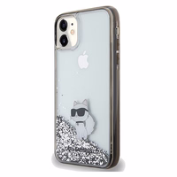 Karl Lagerfeld Liquid Glitter Choupette dėklas telefonui iPhone 11 / Xr - permatomas