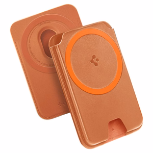 Spigen Valentinus MagFit+ magnetinis „MagSafe“ kortelių dėklas telefonui – oranžinis