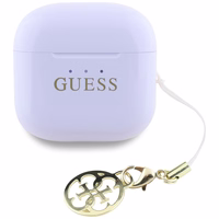 Belaidės ausinės TWS Guess Effect Printed Classic Logo & Charm levandų spalvos