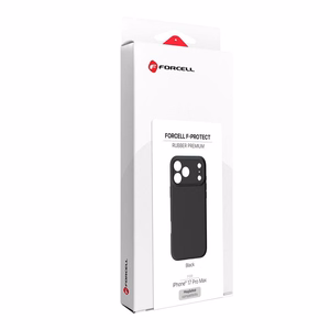Dėklas iPhone 17 Pro Max / 18 Pro Max (žemas kameros kraštas) Forcell F-Protect Rubber Premium, suderinamas su MagSafe, juodas