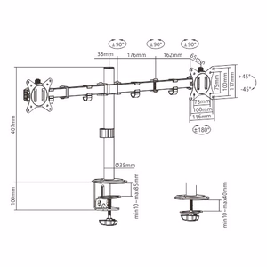 Gembird MA-D2-01 monitoriaus laikiklis arba stovas 81,3 cm (32") Stalas Juoda