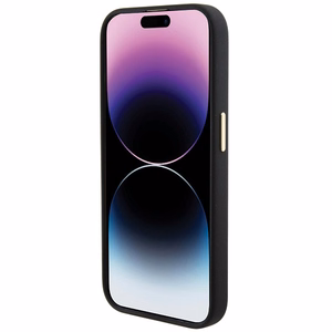 Guess silikoninis Logo Strass 4G dėklas telefonui iPhone 15 Pro - juodas