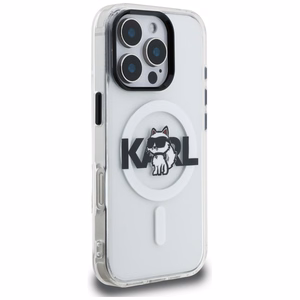 Karl Lagerfeld IML Choupette Sketch Logo MagSafe Dėklas iPhone 16 Pro - skaidrus