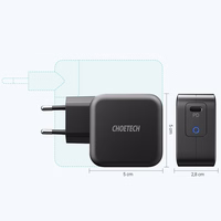 "Choetech GaN" C tipo USB sieninis įkroviklis 61W Power Delivery juodas (Q6006)