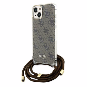 Guess Crossbody Cord 4G Print dėklas telefonui iPhone 15 / 14 / 13 - rudas