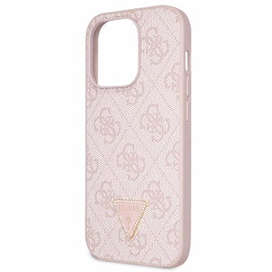 Guess GUHCP14LP4TDSCPP dėklas iPhone 14 Pro - rožinis kryžminis 4G metalinis logotipas