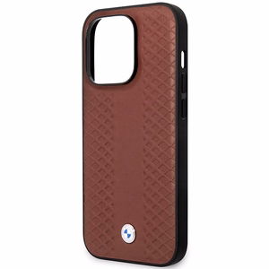 Dėklas telefonui BMW BMHMP14X22RFGR iPhone 14 Pro Max 6.7 - raudonas odinis diamantinio rašto MagSafe