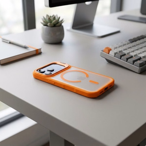 Case for iPhone 17 Pro Max / 18 Pro Max Forcell F-Protect Shadow Stand Premium compatible with MagSafe orange