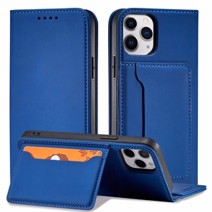 Magnetinis dėklas kortelėms iPhone 12 Pro Max dėklas kortelių piniginė kortelių laikiklis mėlynas