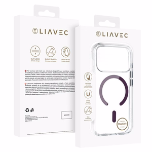 Liavec Pure dėklas, skirtas Iphone 17 Pro Max/18 Pro Max, violetinis (kameros valdymo mygtukas)