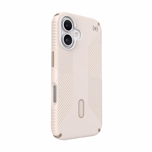 Speck Presidio2 Grip dėklas su MagSafe ir ClickLock, skirtas iPhone 16, „Bleached Bone/Heirloom Gold“