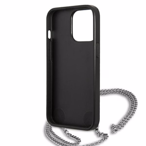 Karl Lagerfeld Odinis tekstūruotas ir grandinės dėklas telefonui iPhone 13 Pro Max 6.7" - juodas