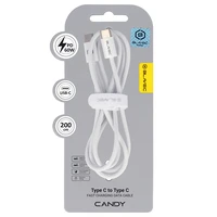 Blavec Cable Candy braided - Type C to Type C - PD 60W 3A 2 metres Apple CarPlay/Android Auto (CCA-CC3W20) white