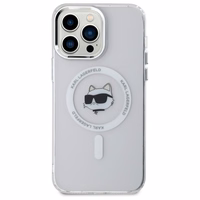 Karl Lagerfeld IML Metalinė Choupette galva MagSafe dėklas iPhone 14 Pro Max - baltas