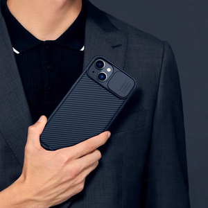 Nillkin CamShield Pro dėklas iPhone 14 Plus šarvuotas dėklas su kameros apsauga mėlynas