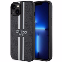 Guess GUHMP14MP4RPSK iPhone 14 Plus 6.7" juodas/juodas kietas dėklas 4G Printed Stripes MagSafe