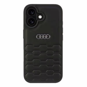 Audi Sintetinės odos iPhone 16 6.1" juodas/juodas kietas dėklas AU-TPUPCIP16-GT/D2-BK