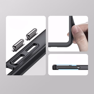 Sustiprintas dėklas su lanksčiu rėmeliu iPhone 15 Pro Max Outer Space - raudonas
