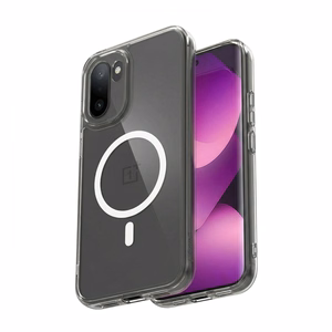 Crong Hybrid Clear Magnetic MagSafe dėklas, skirtas OnePlus 15R, skaidrus