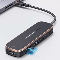 USAMS Adapter HUB 2xUSB + USB-C + HDMI + Micro SD+SD juodas SJ575HUB01 (US-SJ575)