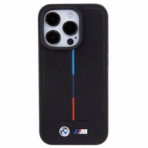 BMW dygsniuotas trispalvė Magnetinis dėklas telefonui iPhone 15 Pro Max - juodas