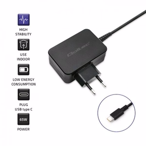 Qoltec 51024 mobiliojo įrenginio kroviklis Universalus Juoda AC Spartusis įkrovimas Vidaus