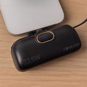 Forever mini išorinė baterija MTB-100 22.5W 5000 mAh USB C juodas