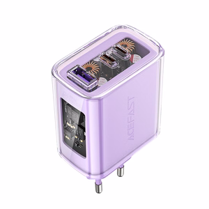 Acefast GaN 65W įkroviklis su 3 jungtimis (1xUSB, 2xUSB C) - violetinis (A45)