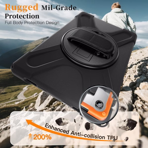 JM Rugged Case Grip dėklas Samsung Galaxy Tab A11+ su dirželiu juodas