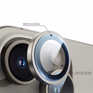 Apsauginis stiklas Tel Protect Titanium Lens 99% AR ant kameros Iphone 15 Pro/15 Pro Max titanas (3 lęšiai)