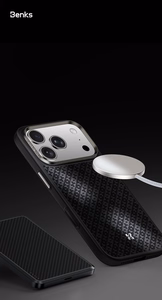 "Benks Magnetic Armor Pro Armor Grid Kevlar korpusas su metaliniu rėmeliu 600D (Y070), skirtas "Iphone 17 Pro Max", juodos spalvos