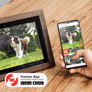 Kruger&Matz FRAMEO Wi-Fi 10,1 colio skaitmeninis nuotraukų rėmelis mediniu rėmu