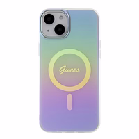 Guess IML Iridescent MagSafe dėklas iPhone 15 Plus - violetinis